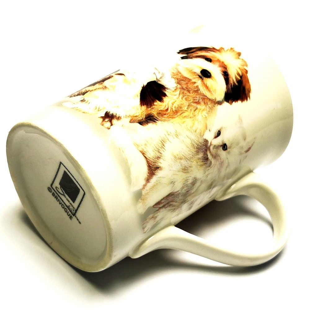 Kaffeetasse Tasse HUNDE & KATZEN weiß Keramik