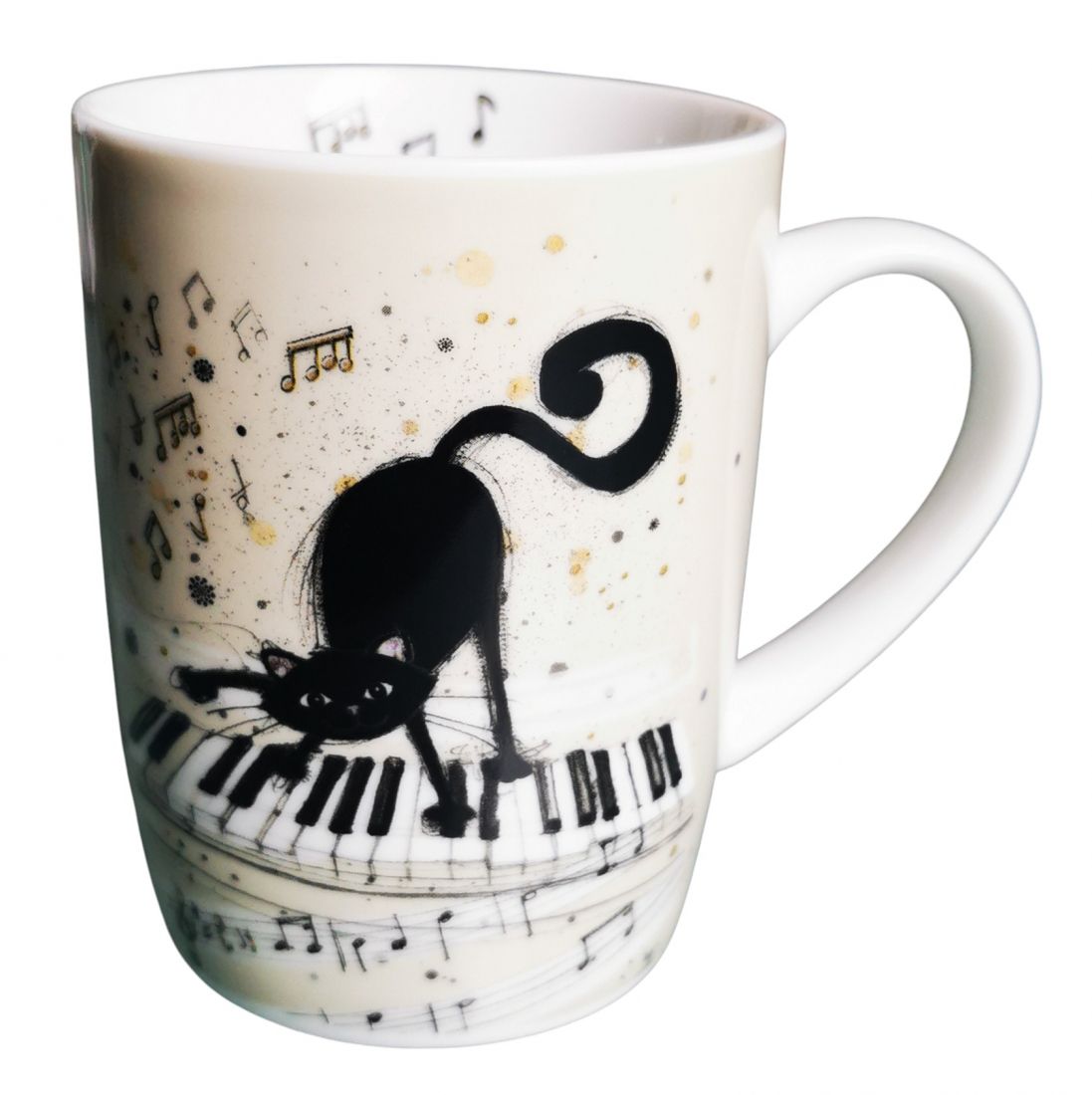 Kaffeetasse Tasse KATZE SPIELT PIANO Klavier Kätzchen Keramik