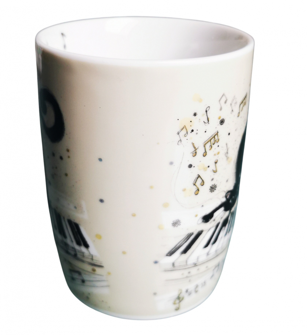 Kaffeetasse Tasse KATZE SPIELT PIANO Klavier Kätzchen Keramik
