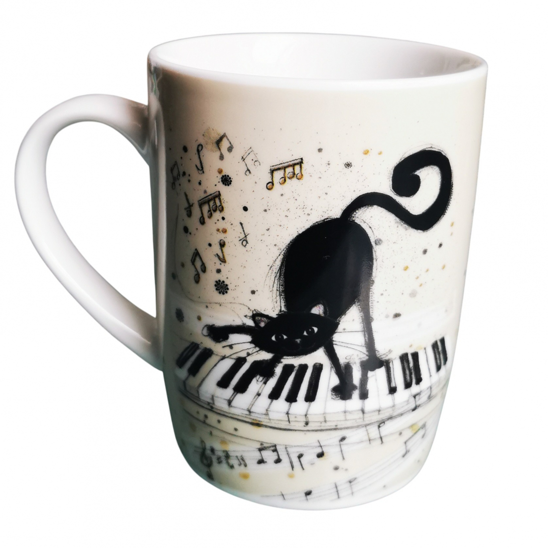 Kaffeetasse Tasse KATZE SPIELT PIANO Klavier Kätzchen Keramik
