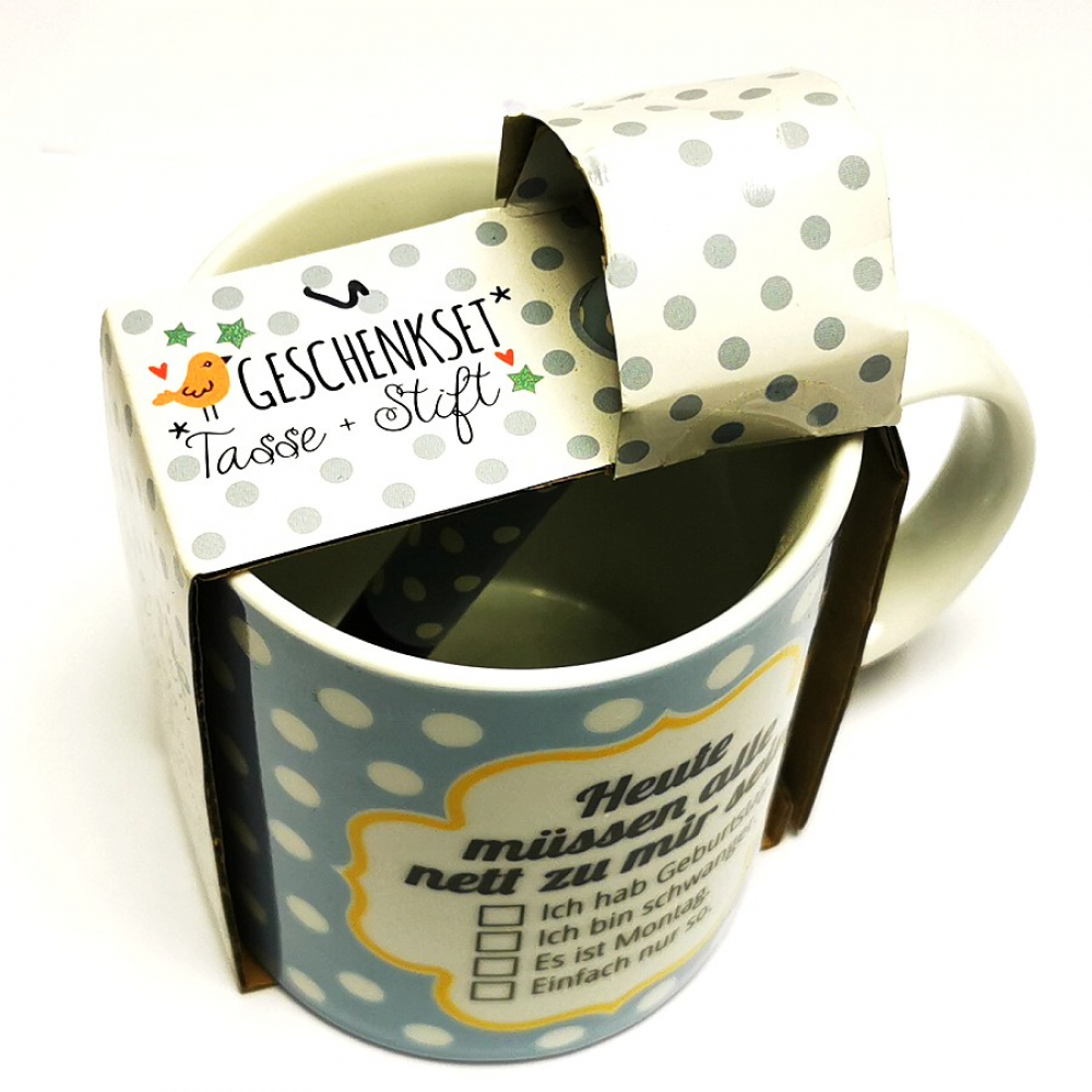 Kaffeetasse TASSE & STIFT Heute müssen alle nett zu mir sein Keramik