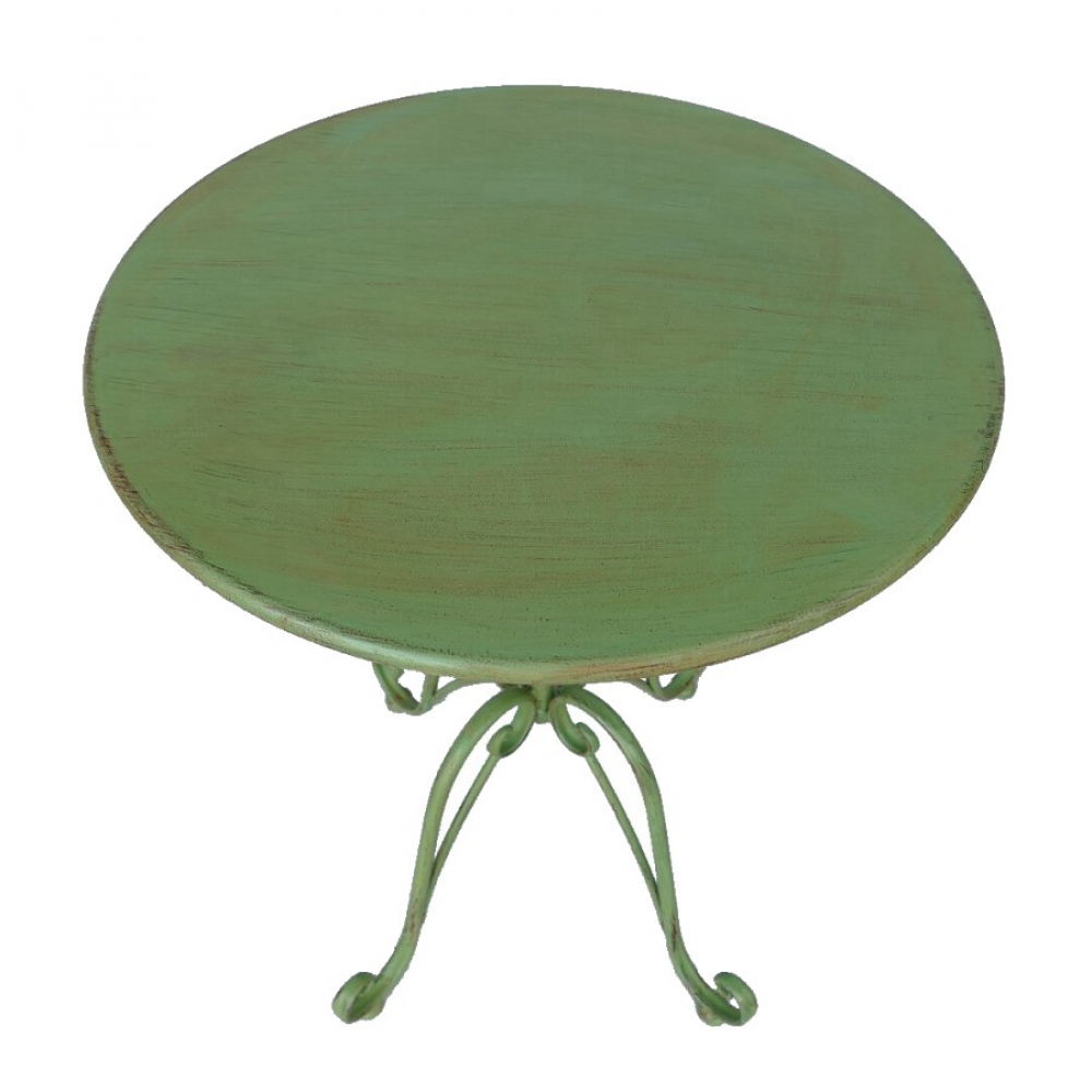 Gartentisch AMELIE Antik Look GRÜN Eisen Tisch Beistelltisch Rund