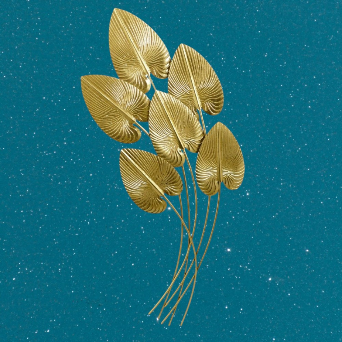 Wanddeko BLÄTTER goldfarben Metall 102 cm