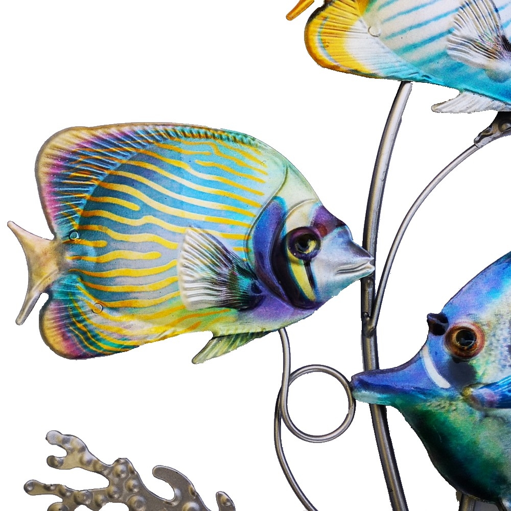 FISCHE SCHWARM BUNT Metall Wanddekoration für Innen & Außen