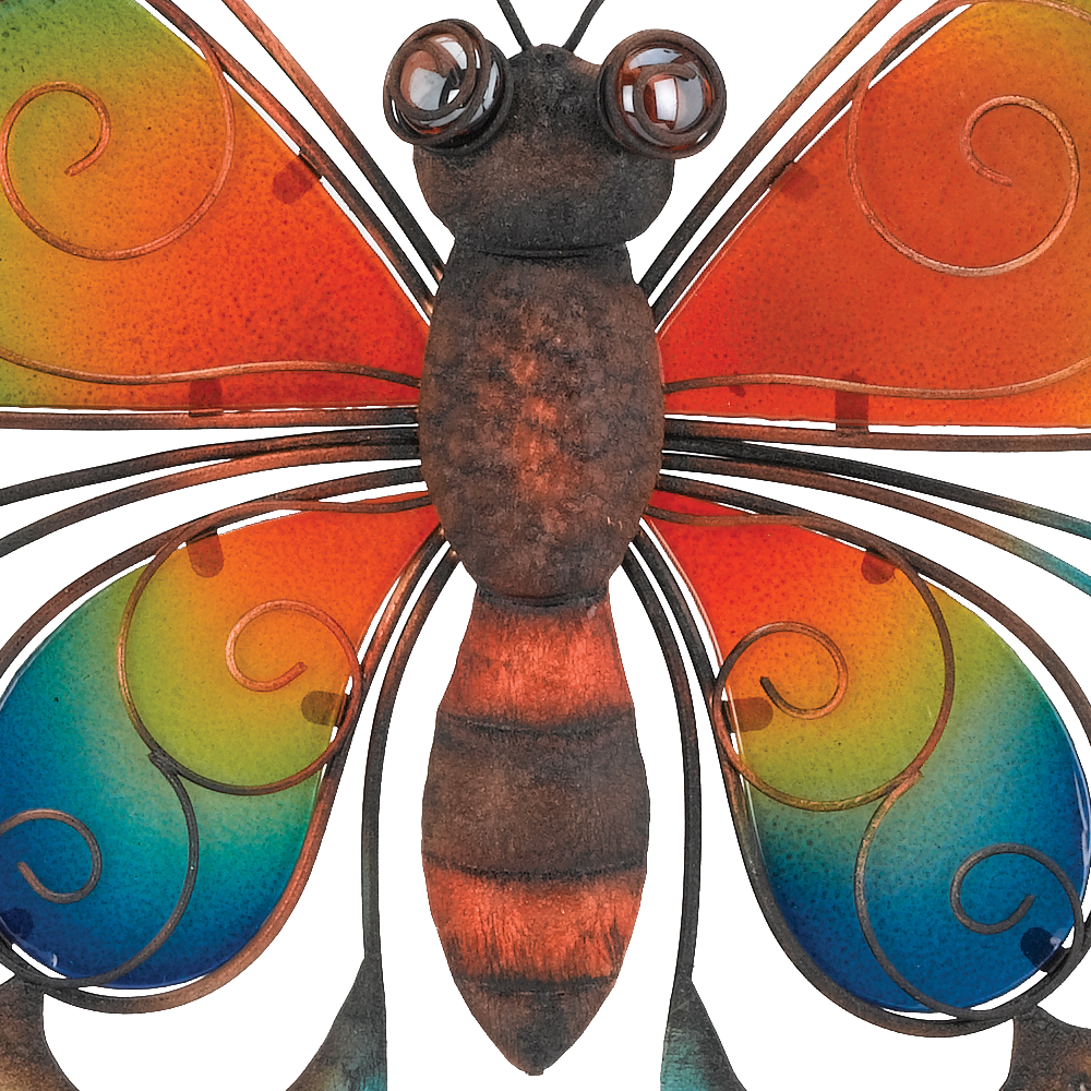 EDEL SCHMETTERLING BLAU 74 cm Metall Glas Wanddekoration für Innen & Außen