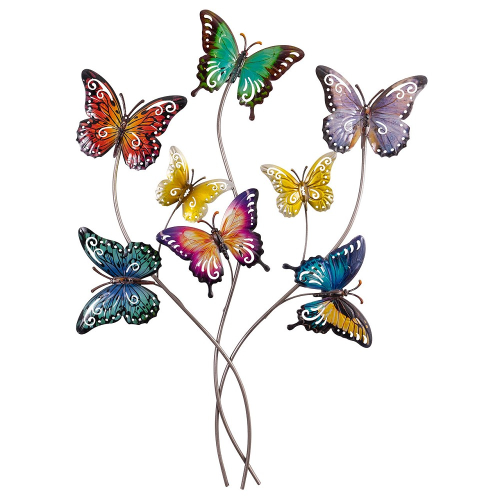 SCHMETTERLING SCHWARM BUNT Metall Wanddekoration für Innen & Außen