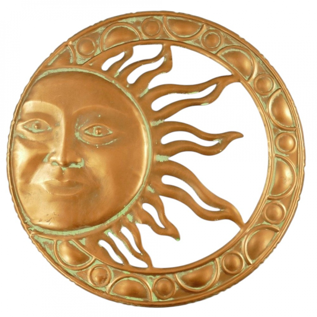 SONNE KUPFER LOOK Ø 51 cm Metall Wanddekoration für Innen & Außen
