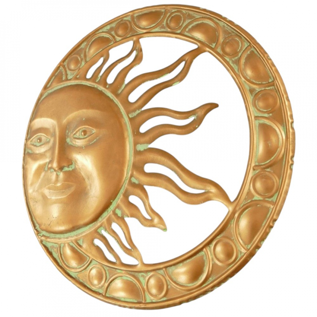 SONNE KUPFER LOOK Ø 51 cm Metall Wanddekoration für Innen & Außen