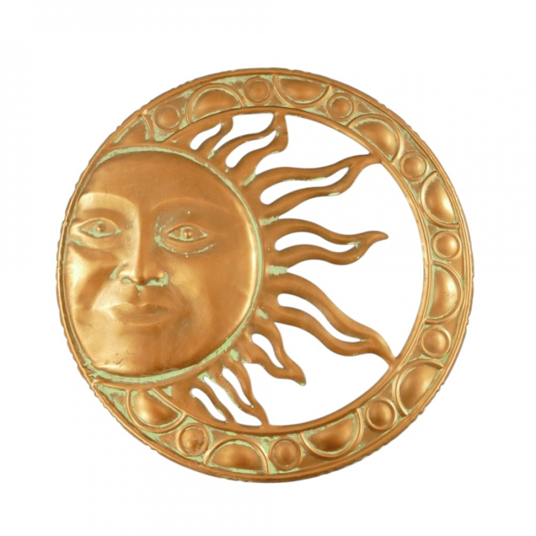 SONNE KUPFER LOOK Ø 51 cm Metall Wanddekoration für Innen & Außen
