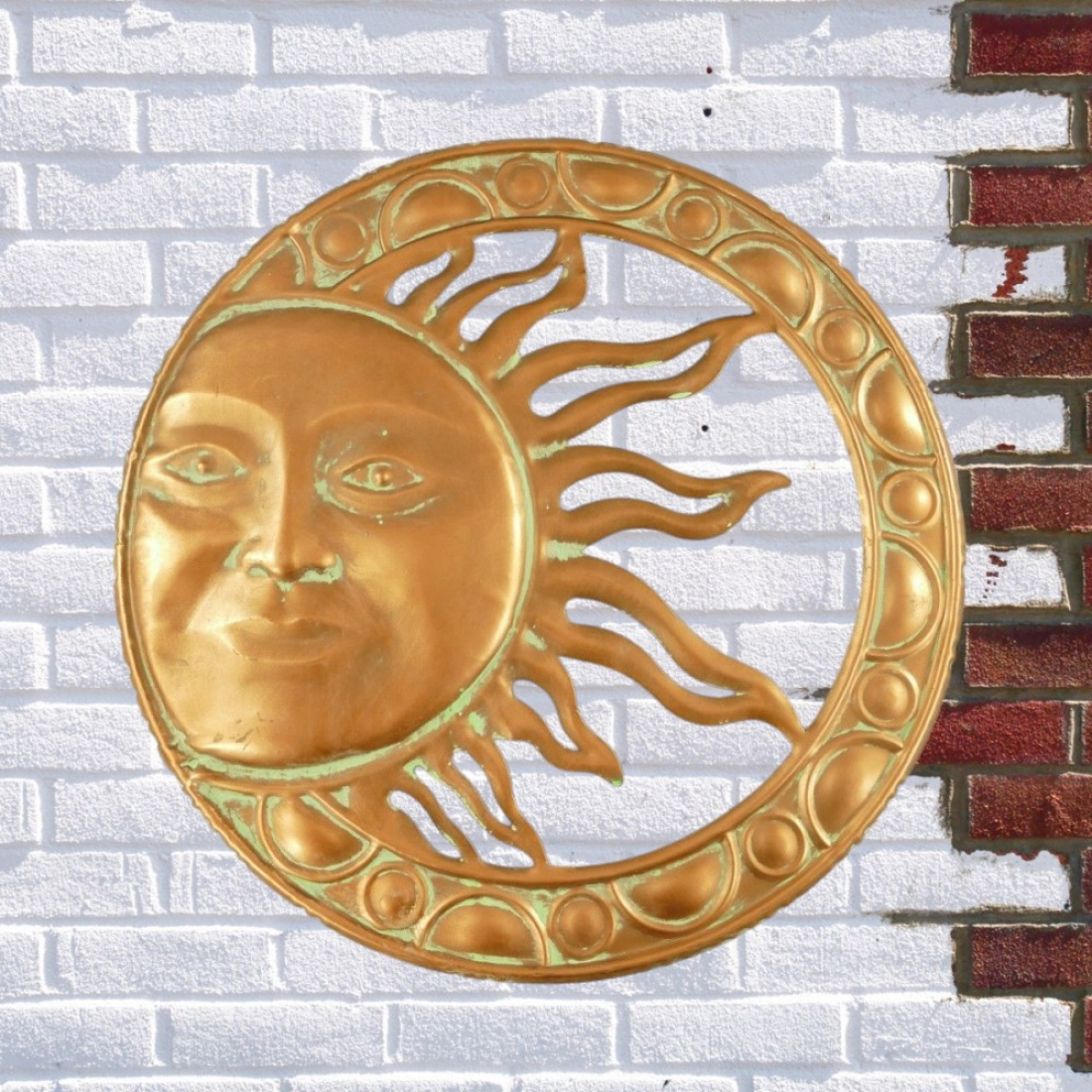 SONNE KUPFER LOOK Ø 51 cm Metall Wanddekoration für Innen & Außen