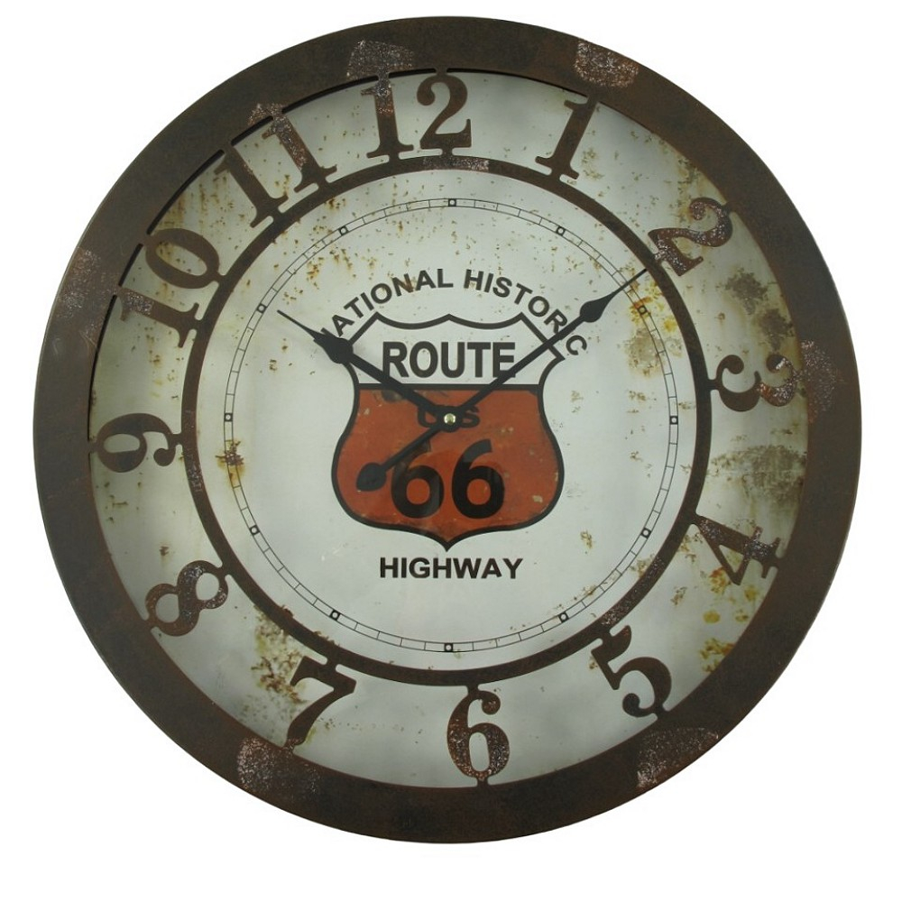 US ROUTE 66 Retro Werkstatt Wanduhr Eisen Vintage Style 50 cm