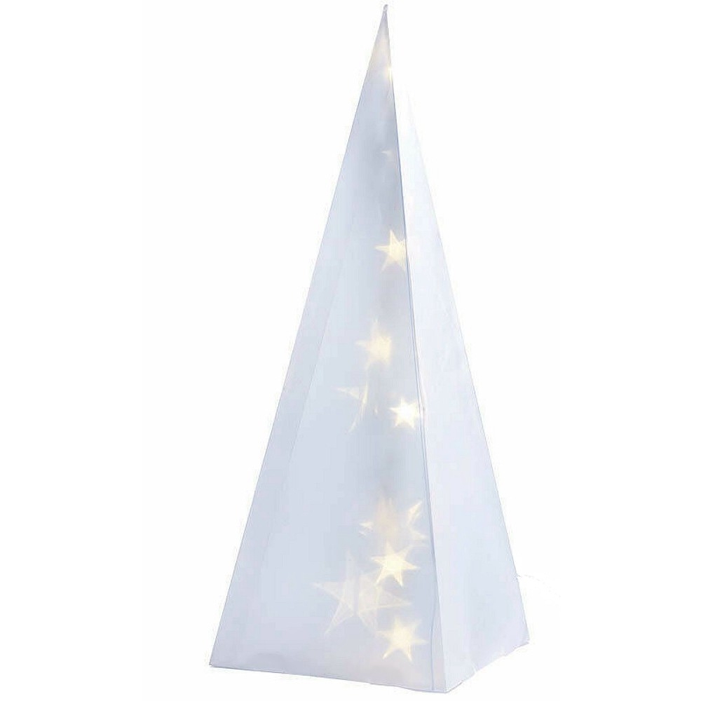 PYRAMIDE mit 12 LEDs Holografie STERNE Beleuchtung Weihnachten Deko 45 cm