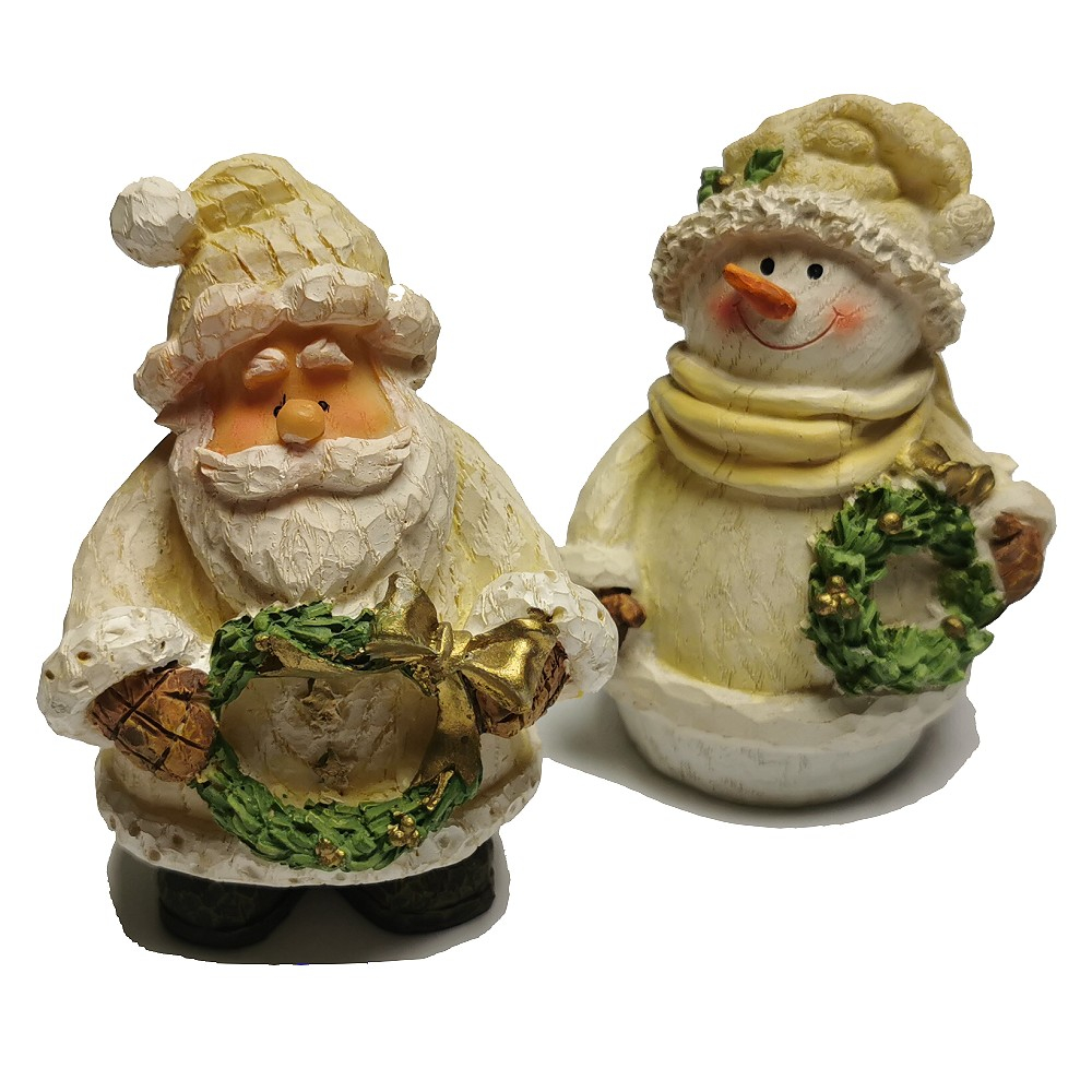 WEIHNACHTSMANN & SCHNEEMANN DUO Kunststein Weihnachten Deko