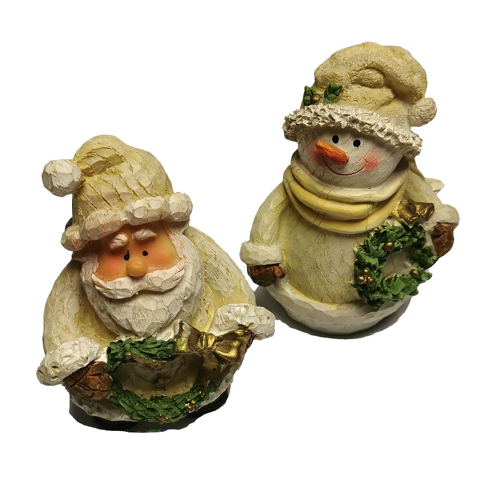 WEIHNACHTSMANN & SCHNEEMANN DUO Kunststein Weihnachten Deko
