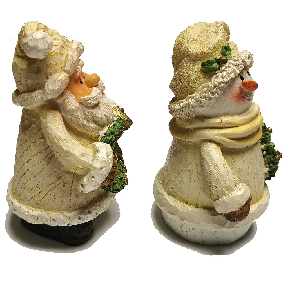 WEIHNACHTSMANN & SCHNEEMANN DUO Kunststein Weihnachten Deko