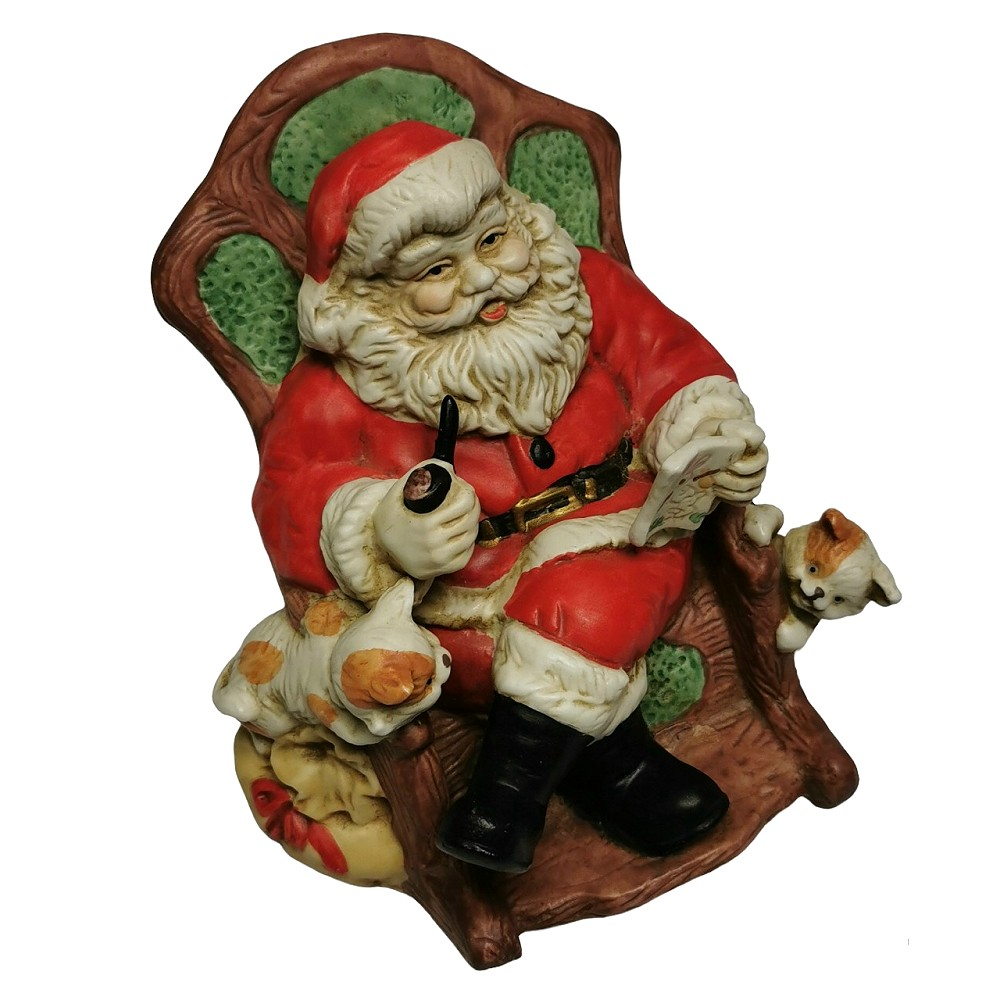 WEIHNACHTSMANN mit Katzen Spieluhr 80er Jahre Melodie White Christmas
