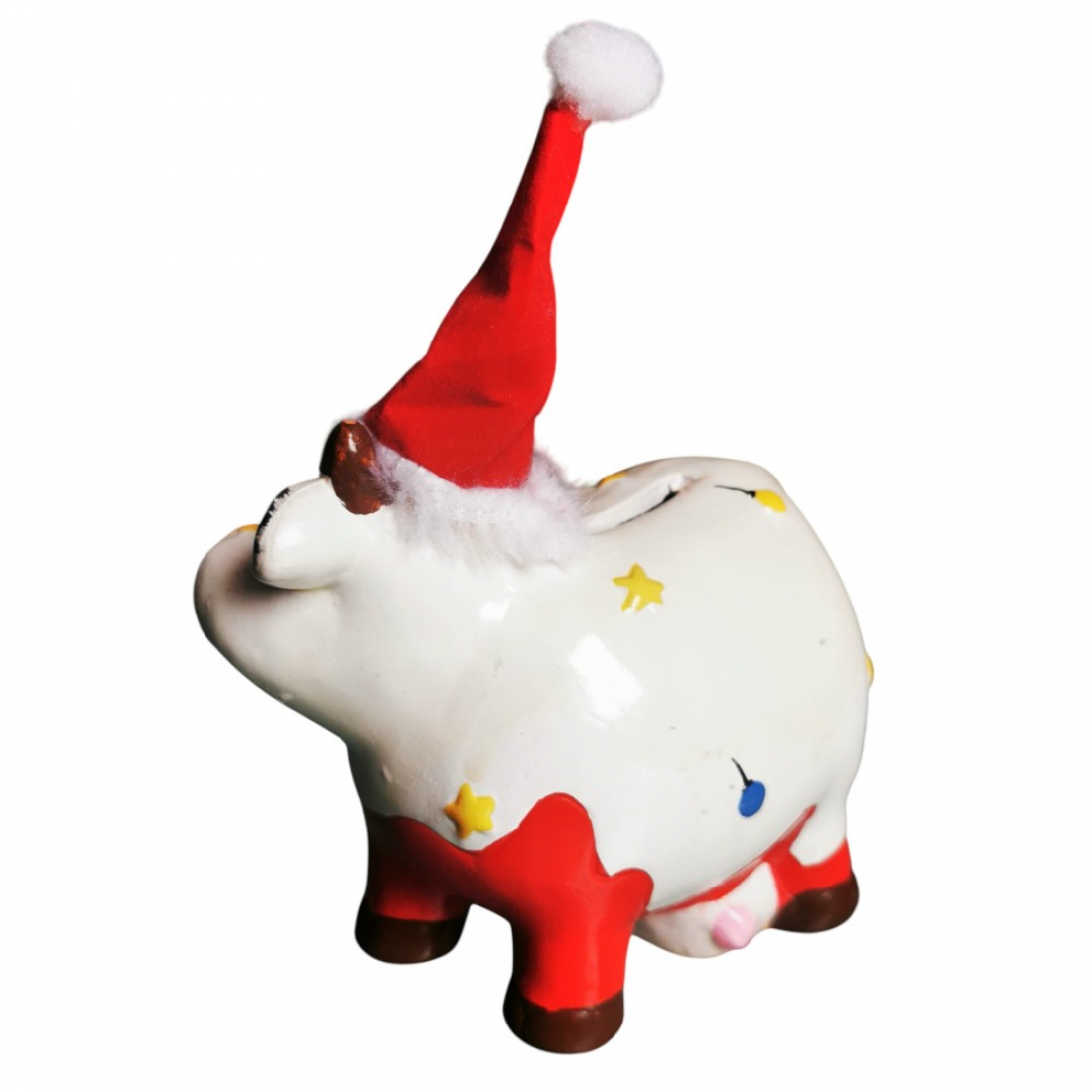 Spardose "WEIHNACHTSGELD" lustige Kuh mit Weihnachtsmütze