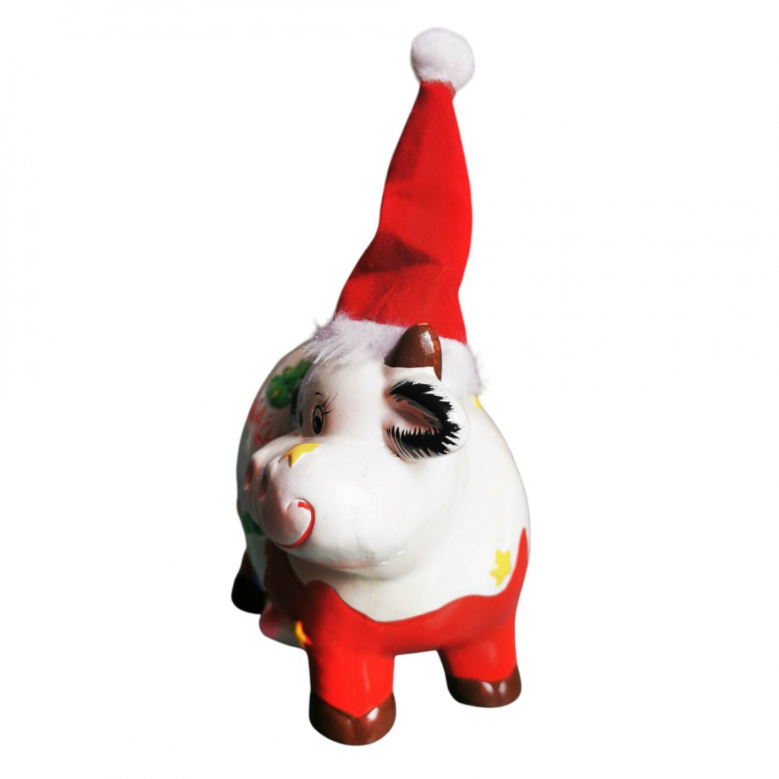 Spardose "WEIHNACHTSGELD" lustige Kuh mit Weihnachtsmütze