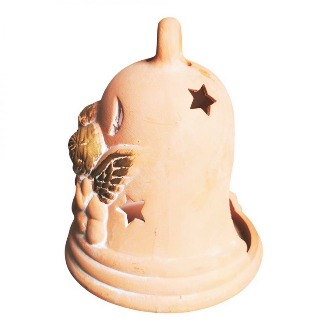 Teelichthalter „Engelsglocke“ aus Terrakotta matte Optik, Weihnachtsdeko