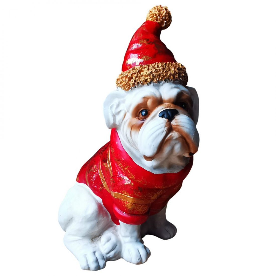 BULLDOGGE sitzend als Weihnachtsmann Weihnachtshund