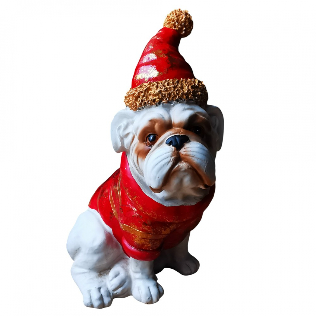 BULLDOGGE sitzend als Weihnachtsmann Weihnachtshund