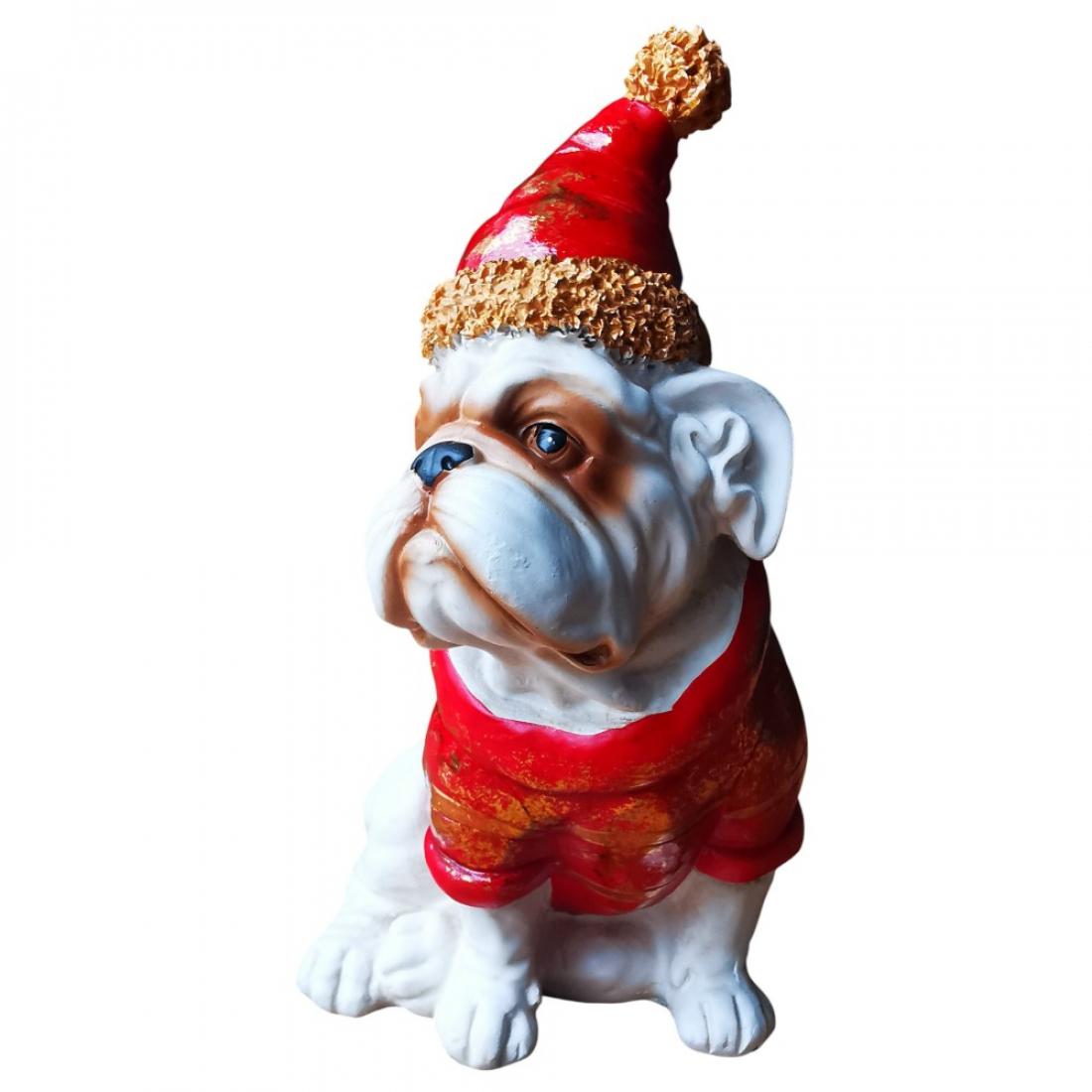 BULLDOGGE sitzend als Weihnachtsmann Weihnachtshund