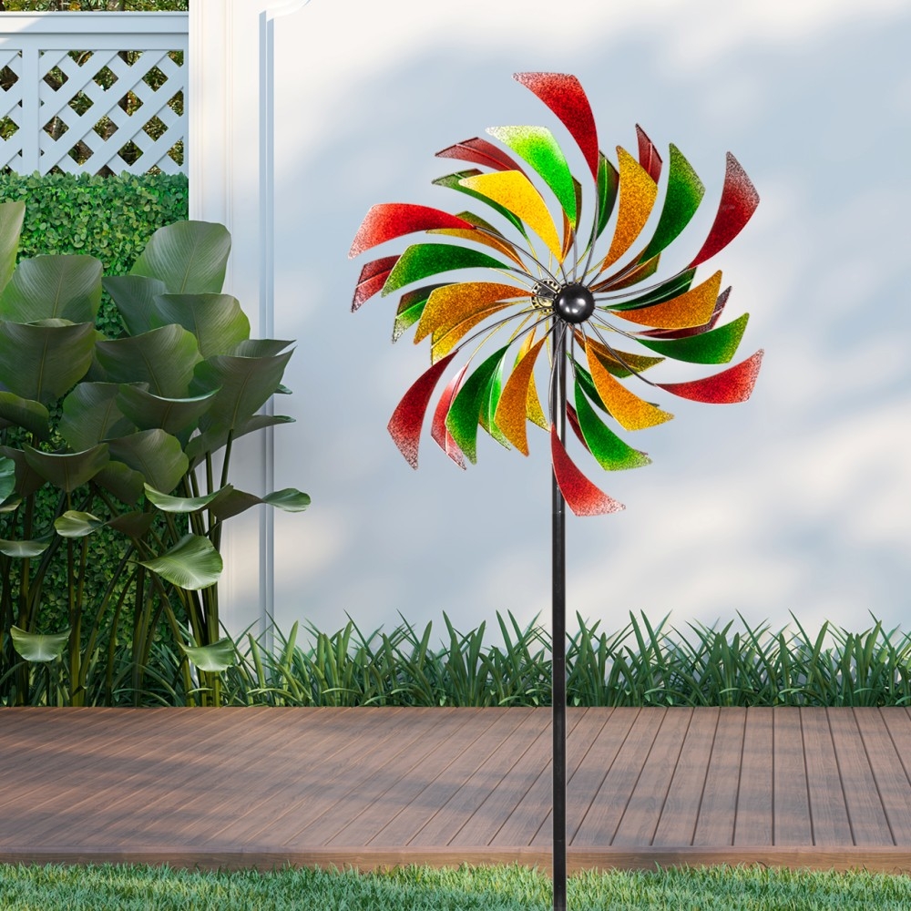 PAD großes XL Windrad Windspiel Blume Metall 195 cm Ø 60 cm