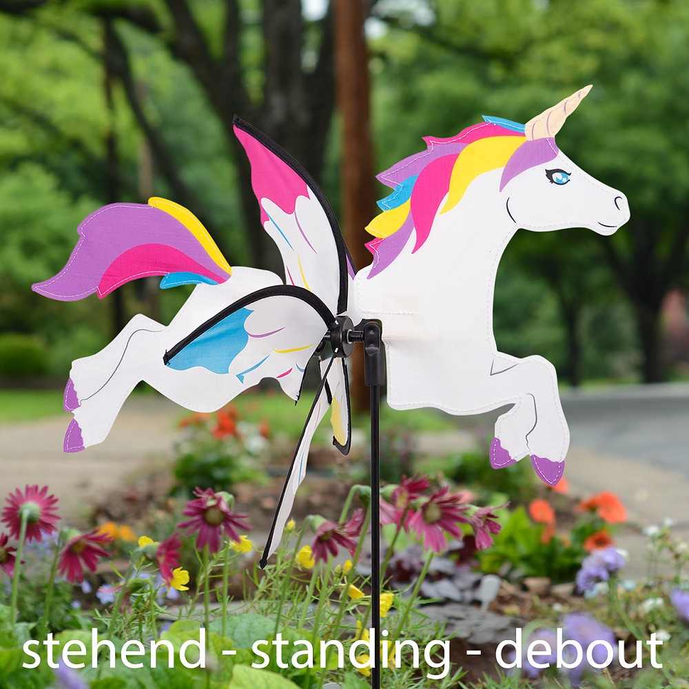 Windspiel Windrad EINHORN Unicorn Gartendeko 2in1 zum stehen & hängen