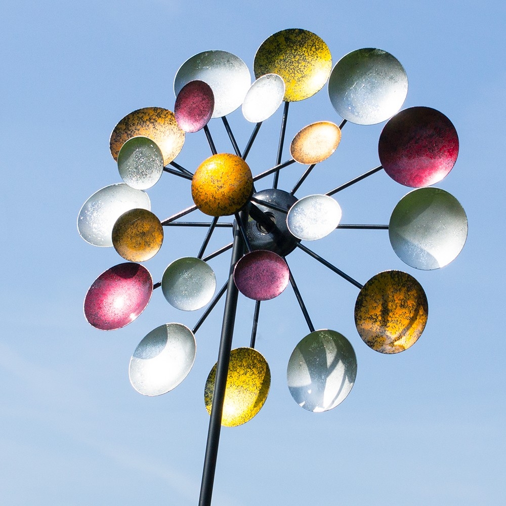 MEGA COLOR POINT Windrad Windspiel Metall 178 cm Ø 48 cm / 31 cm