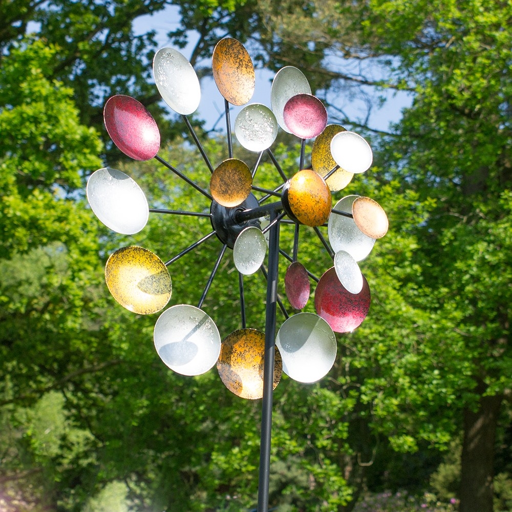 MEGA COLOR POINT Windrad Windspiel Metall 178 cm Ø 48 cm / 31 cm