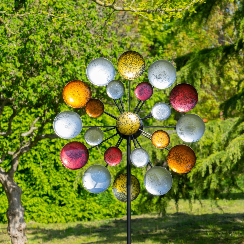 MEGA COLOR POINT Windrad Windspiel Metall 178 cm Ø 48 cm / 31 cm