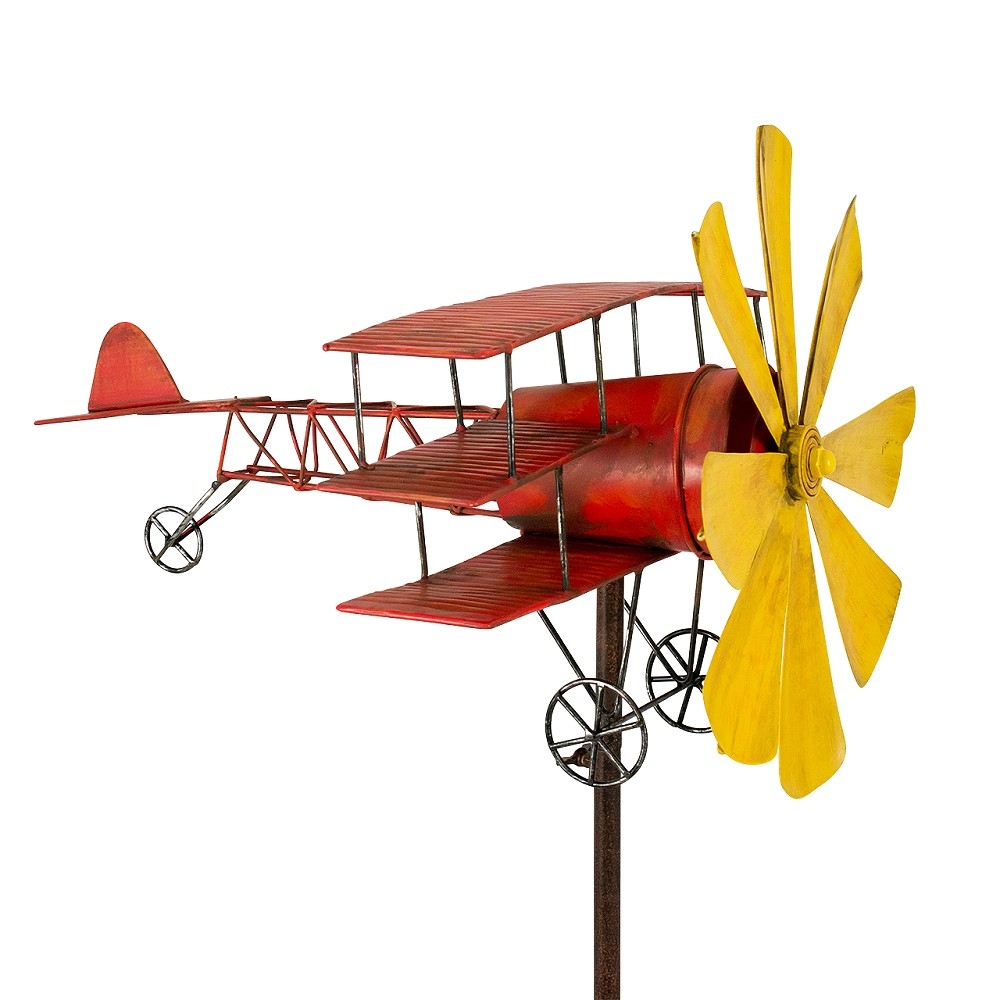 FLUGZEUG Roter Baron großes Windrad Windspiel Metall 160 cm