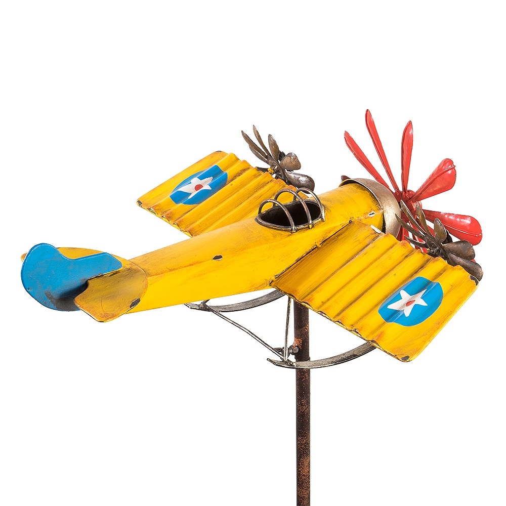 FLUGZEUG Propellermaschine Windrad Windspiel Metall 160 cm