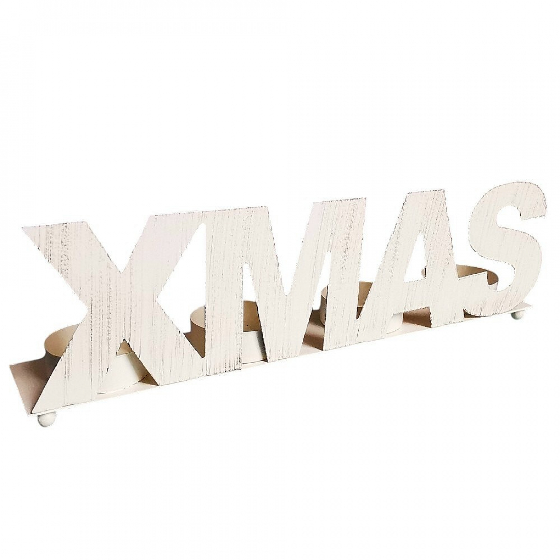 Teelichthalter XMAS Cremefarben im Shabby-Look für 4 Teelichter