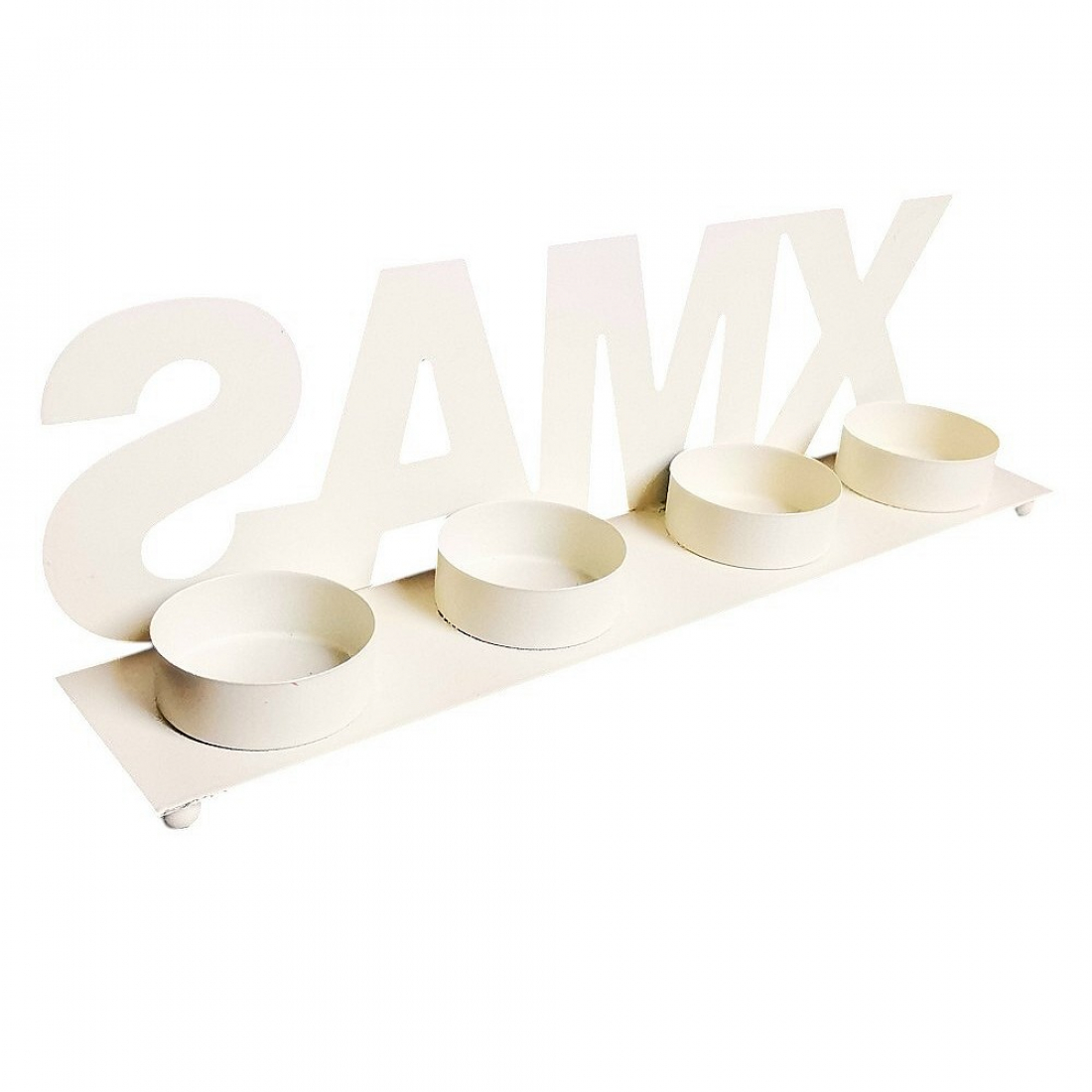 Teelichthalter XMAS Cremefarben im Shabby-Look für 4 Teelichter