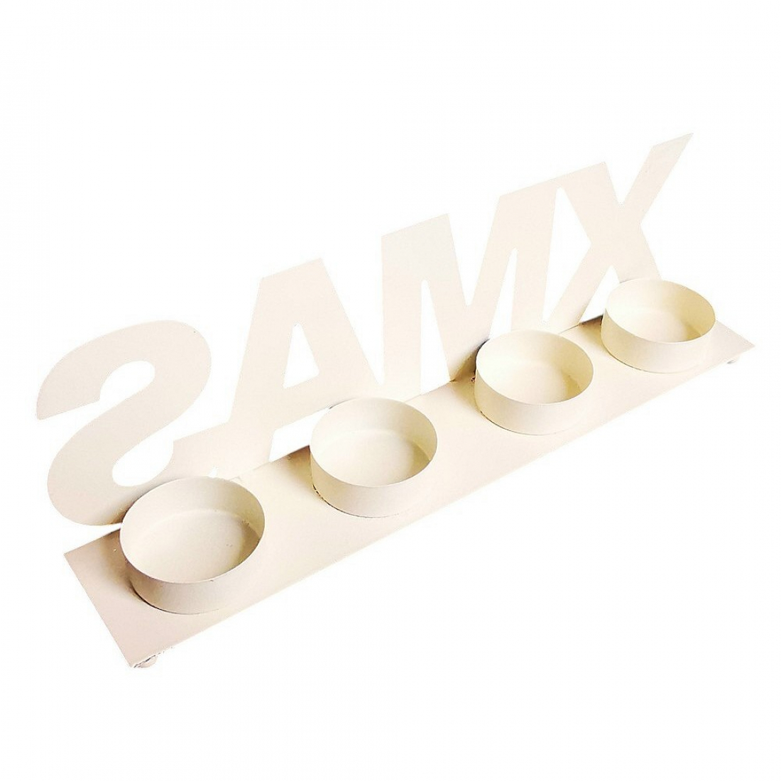 Teelichthalter XMAS Cremefarben im Shabby-Look für 4 Teelichter