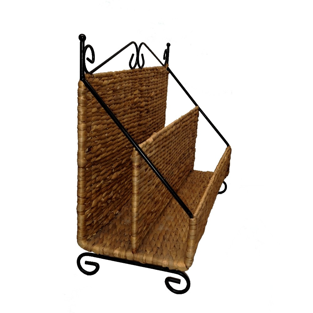 Zeitungsständer Zeitungshalter Metall Bast 2-fach unterteilt