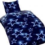 STERNE STARS Himmel dunkelblau weiß Bettwäsche Mikrofaser 135x200 cm