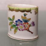 HEREND HUNGARY Porzellan Vase kleine ovale Steckvase Viktoria 70er Jahre Blumenmuster