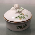 HOLLÓHÁZA HUNGARY Porzellan Dose Deckeldose 80er Jahre filigrane Rose