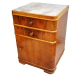 50er Jahre ANTIK NACHTTISCH Nussbaumholz mit MARMORPLATTE links öffnende Türe