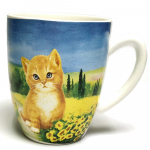 Kaffeetasse Tasse NIEDLICHES KÄTZCHEN KATZE Toskana Landschaft Keramik