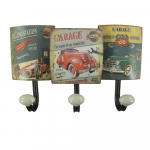 Garderobenleiste ROUTE 66 GARAGE SERVICE Metall 3er Haken Wandgarderobe Antik Look