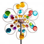 COLOR KONFETTI BLUME Doppel Windrad Windspiel Metall 163 cm Ø 48 cm