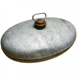 ANTIK 40er Jahre WÄRMFLASCHE Metall verzinkt silber oval